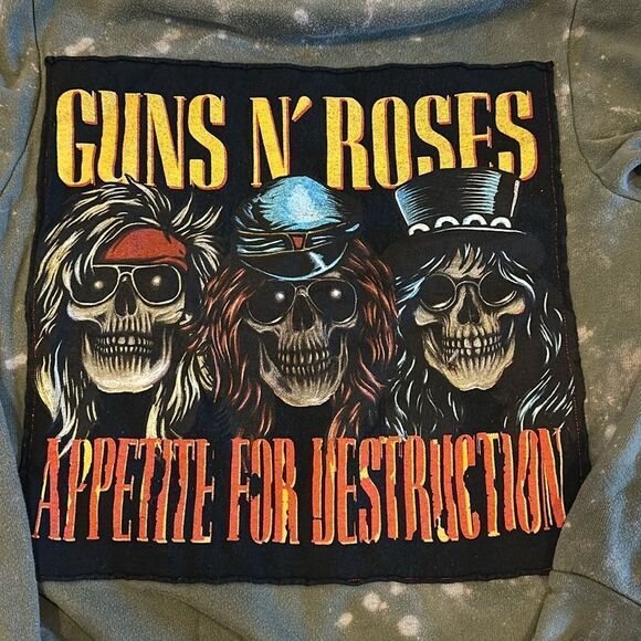 Custom Women’s (or Unisex) Bleached Guns N’ Roses Hooded Sweatshirt - Size S - Picture 5 of 6